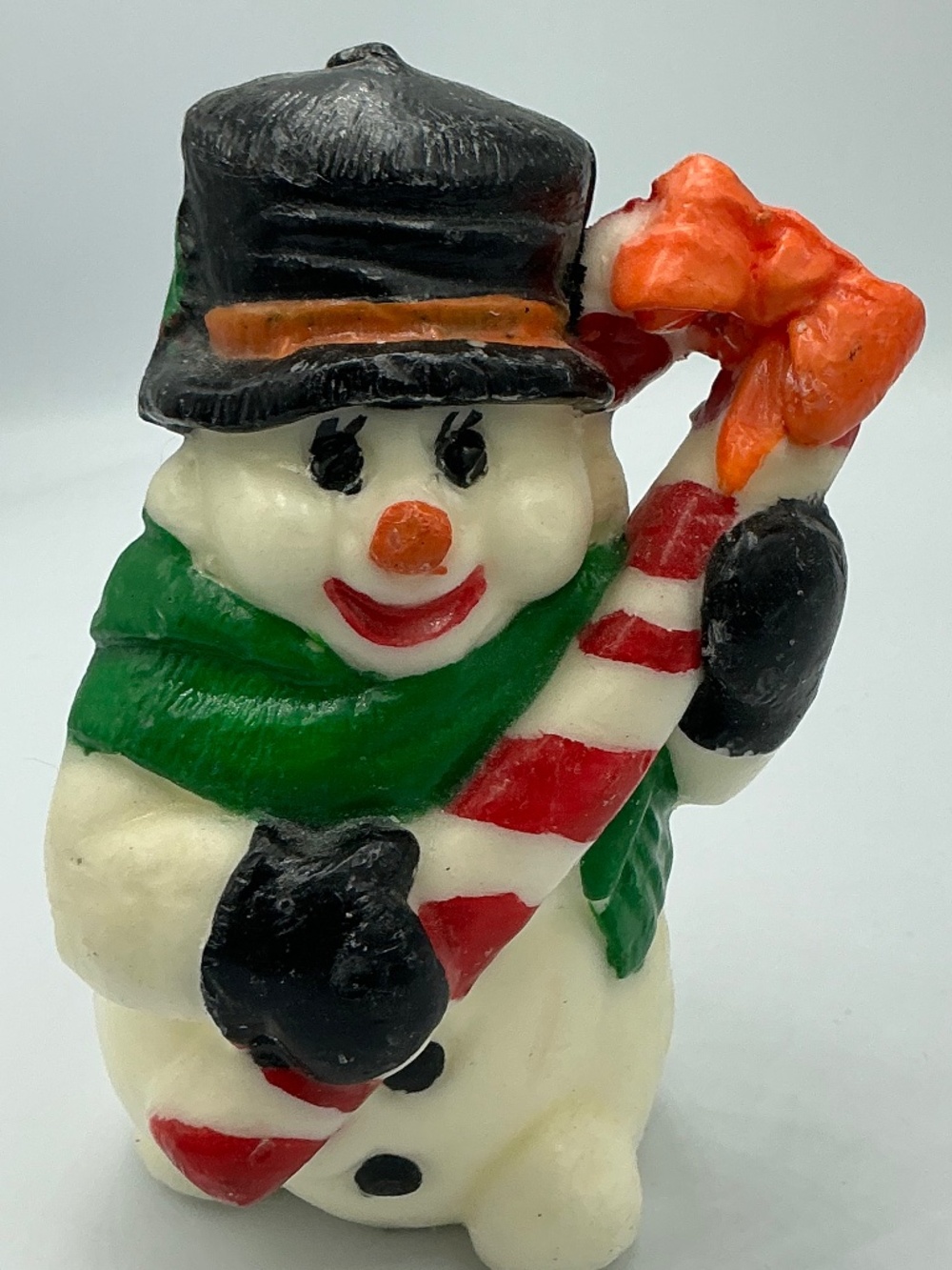 Vintage Snowman Frosty Wax Candle Unburned Candy Cane With Free Gifts
